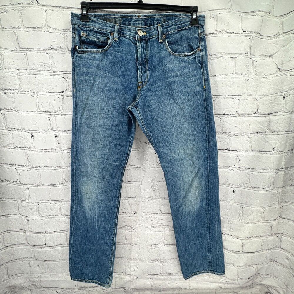 J Crew Jeans Men's 36" x 31.5" Buttonfly Cowboy Cotton USA Made Vtg Indigo Wash